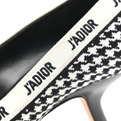 Christian Dior Wool Ribbon Houndstooth Embroidered J'Adior 65mm Pumps 36 Black White 9 of 10