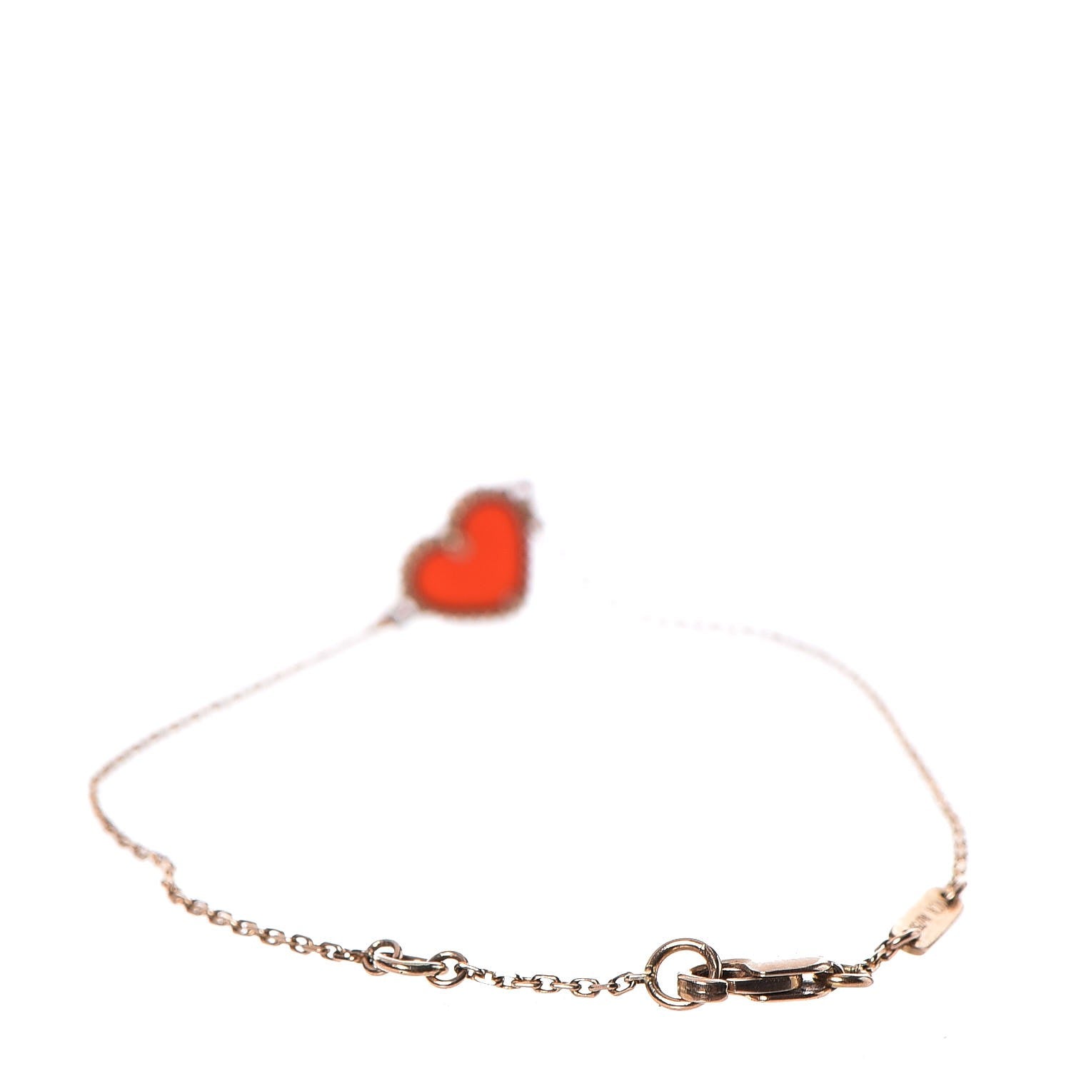 Van Cleef & Arpels 18K Rose Gold Carnelian Sweet Alhambra Heart Bracelet 3 of 6