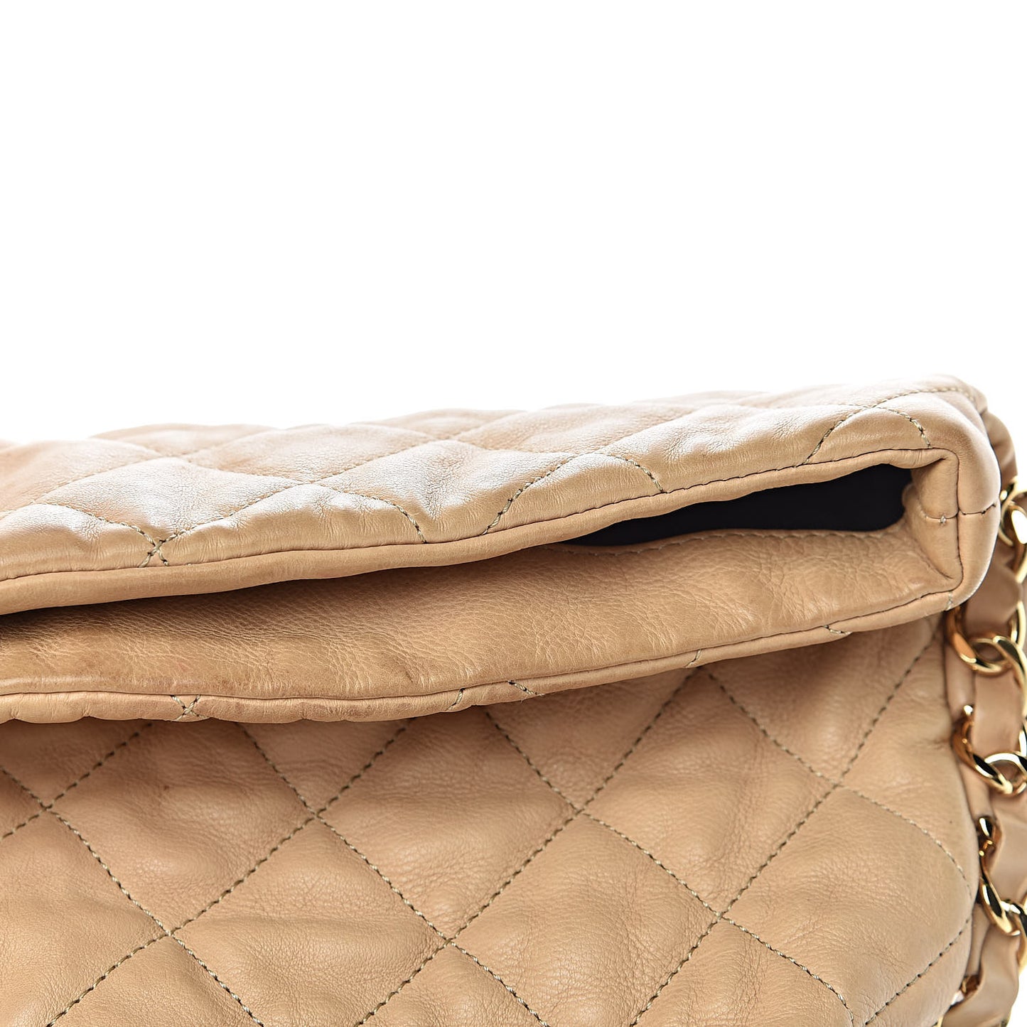 Calfskin Quilted Large Chain Me Hobo Beige