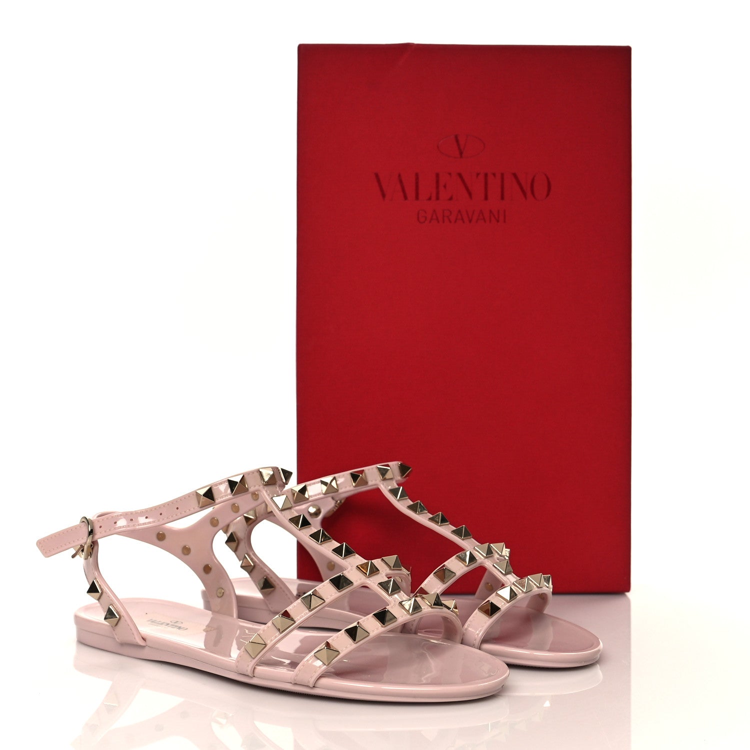 Valentino Garavani PVC Jelly Rockstud Caged Sandals 35 Poudre 8 of 8