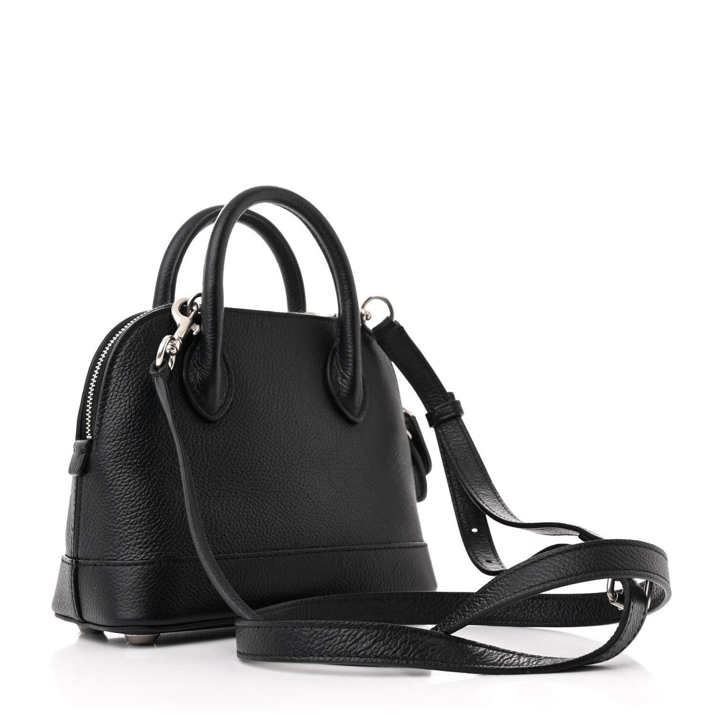 Grained Calfskin Graffiti Print Logo XXS Ville Top Handle Bag Black Silver