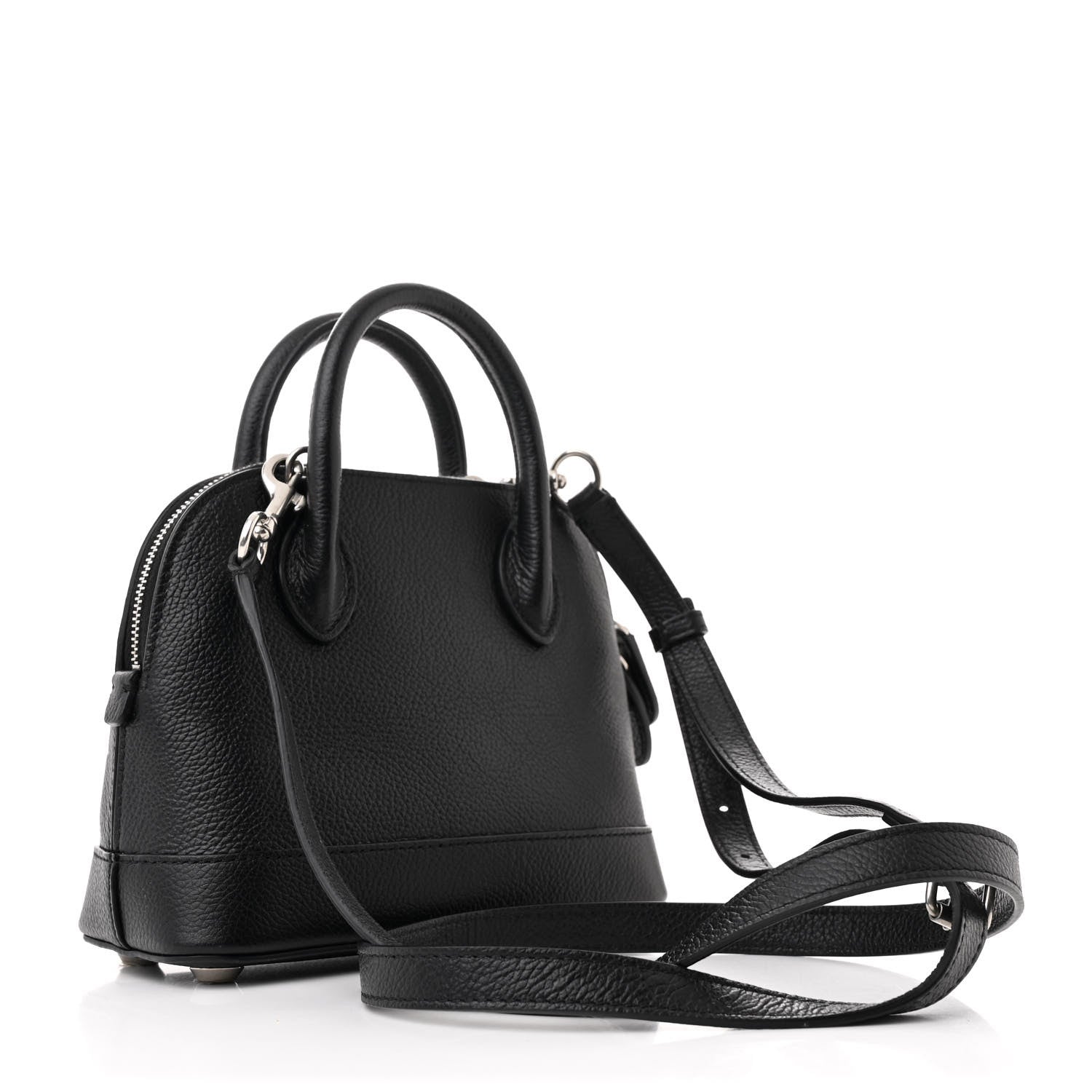 Balenciaga Grained Calfskin Graffiti Print Logo XXS Ville Top Handle Bag Black Silver 3 of 11