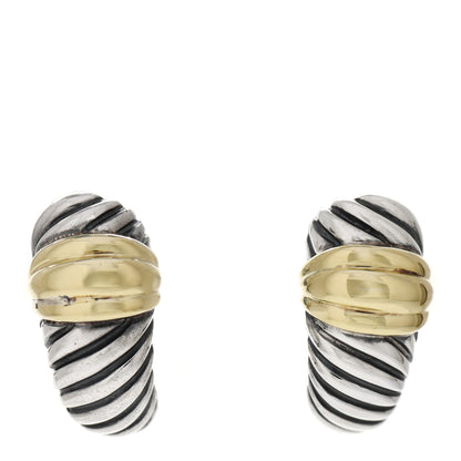 David Yurman Sterling Silver 14K Yellow Gold Thoroughbred Shrimp Earrings 1 of 5