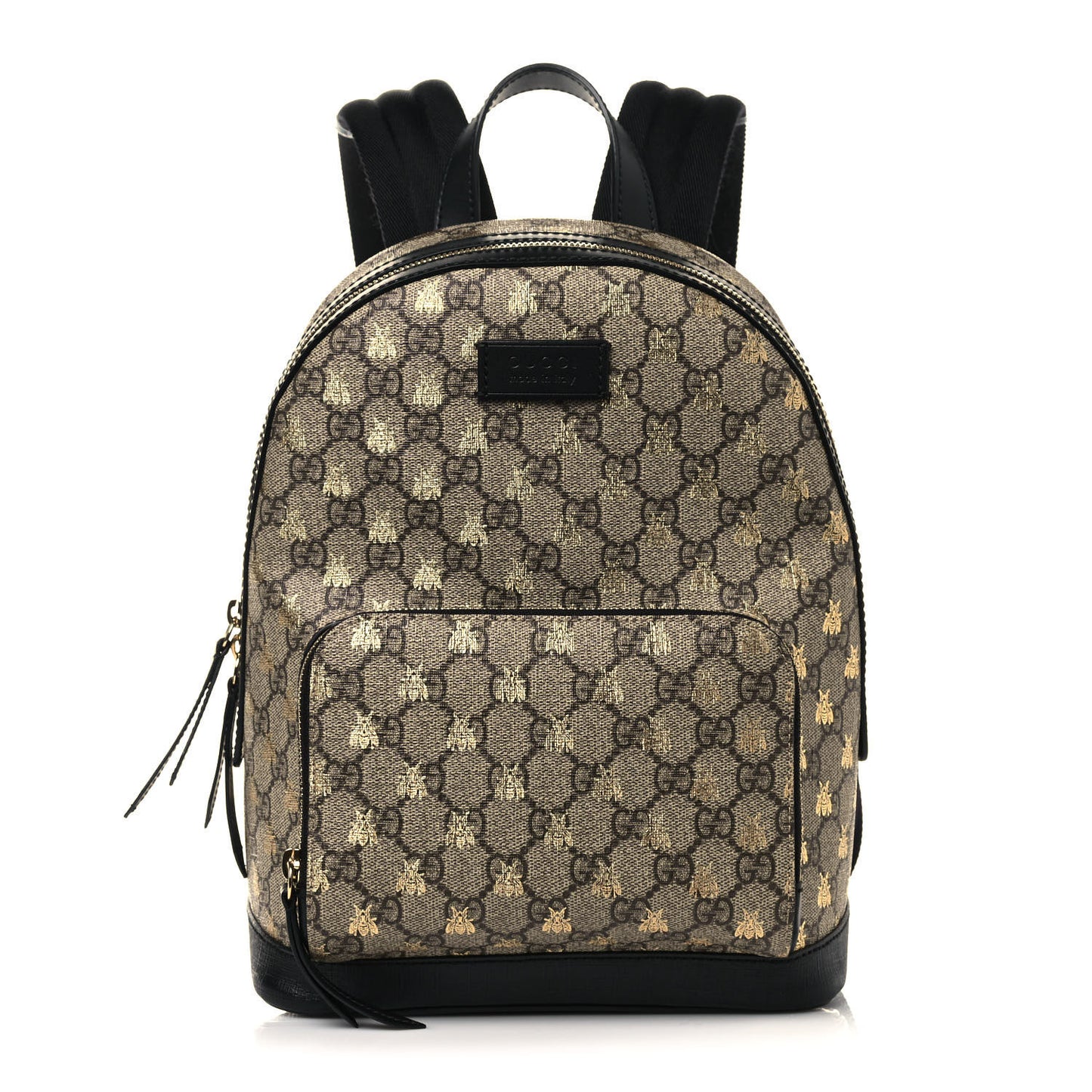 GG Supreme Monogram Bees Print Small Day Backpack Beige Oro Black