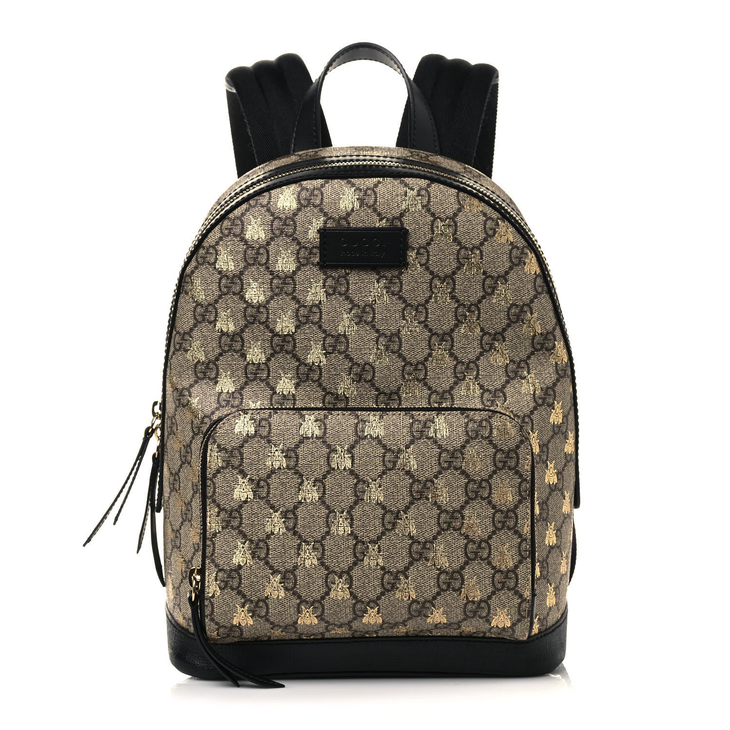 Gucci GG Supreme Monogram Bees Print Small Day Backpack Beige Oro Black 1 of 12