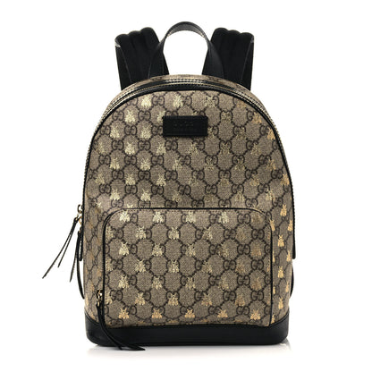 Gucci GG Supreme Monogram Bees Print Small Day Backpack Beige Oro Black 1 of 12