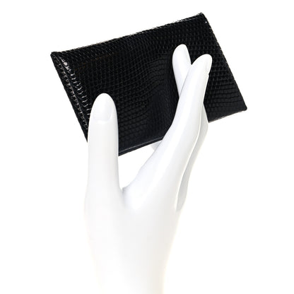 Hermes Lizard Calvi Card Case Black 2 of 7
