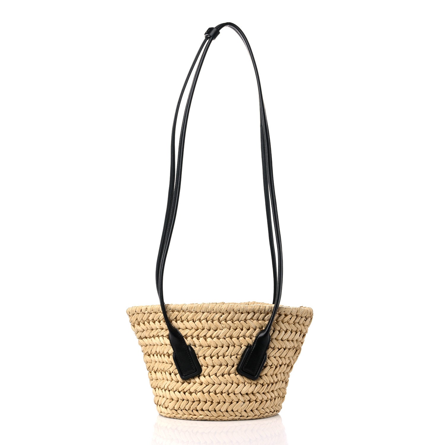 Bottega Veneta Raffia Calfskin Small Arco Basket Black 3 of 10