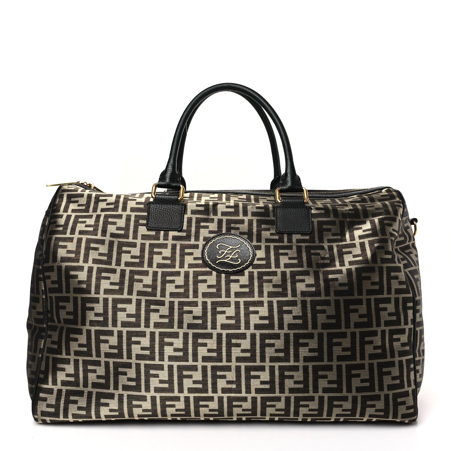 Fendi Fabric Jacquard Cuoio Roma FF Metallic Thread Karligraphy Weekender Gold Black 1 of 9