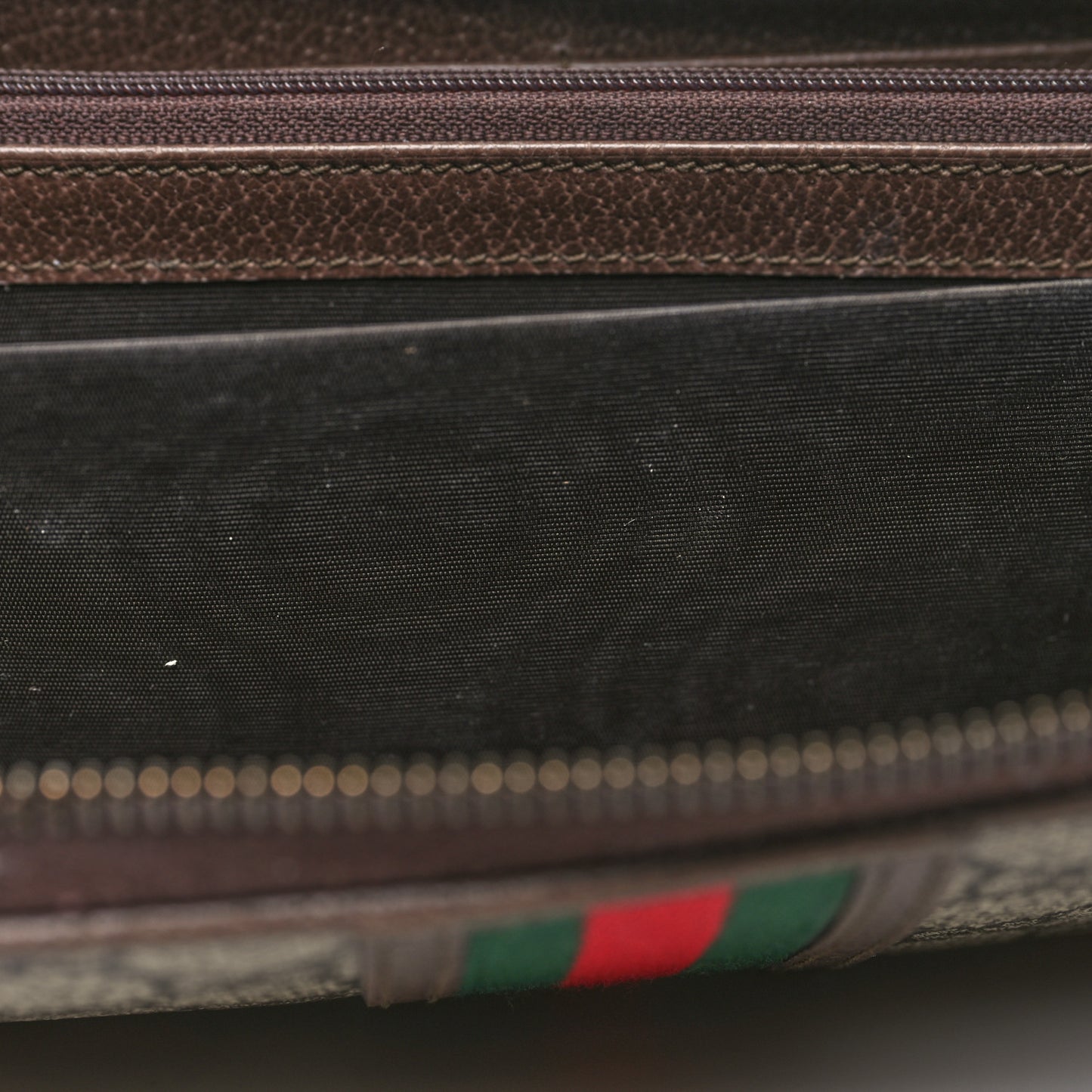GG Supreme Monogram Web Ophidia Zip Around Wallet Brown