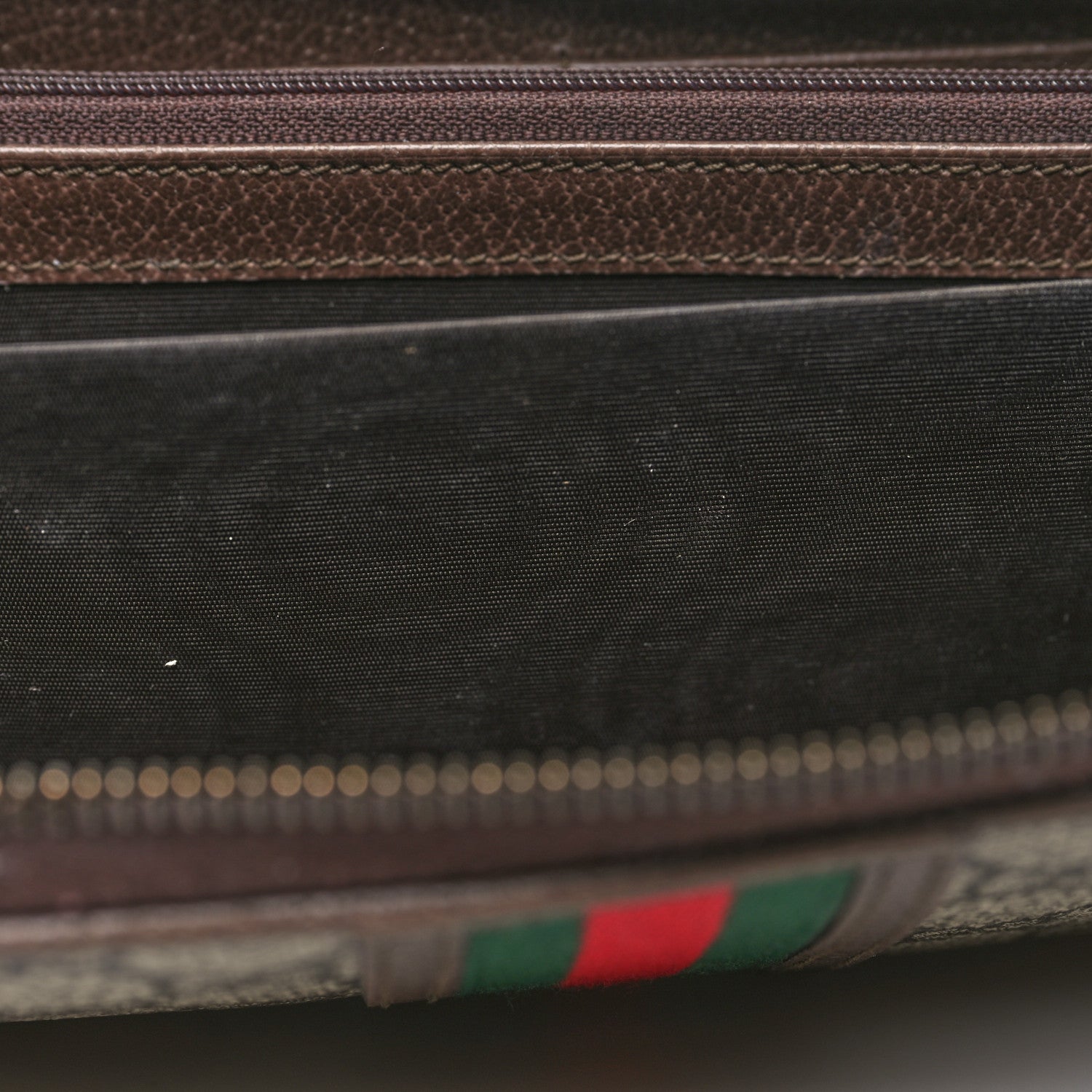 Gucci GG Supreme Monogram Web Ophidia Zip Around Wallet Brown 11 of 12