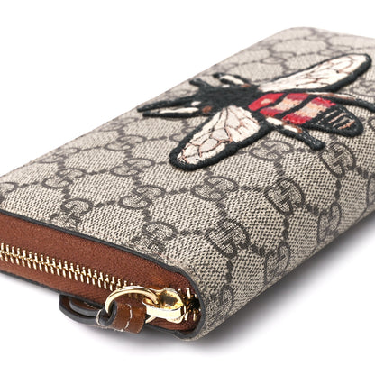 Gucci GG Supreme Monogram Embroidered Bee Zip Around Wallet Red 9 of 11