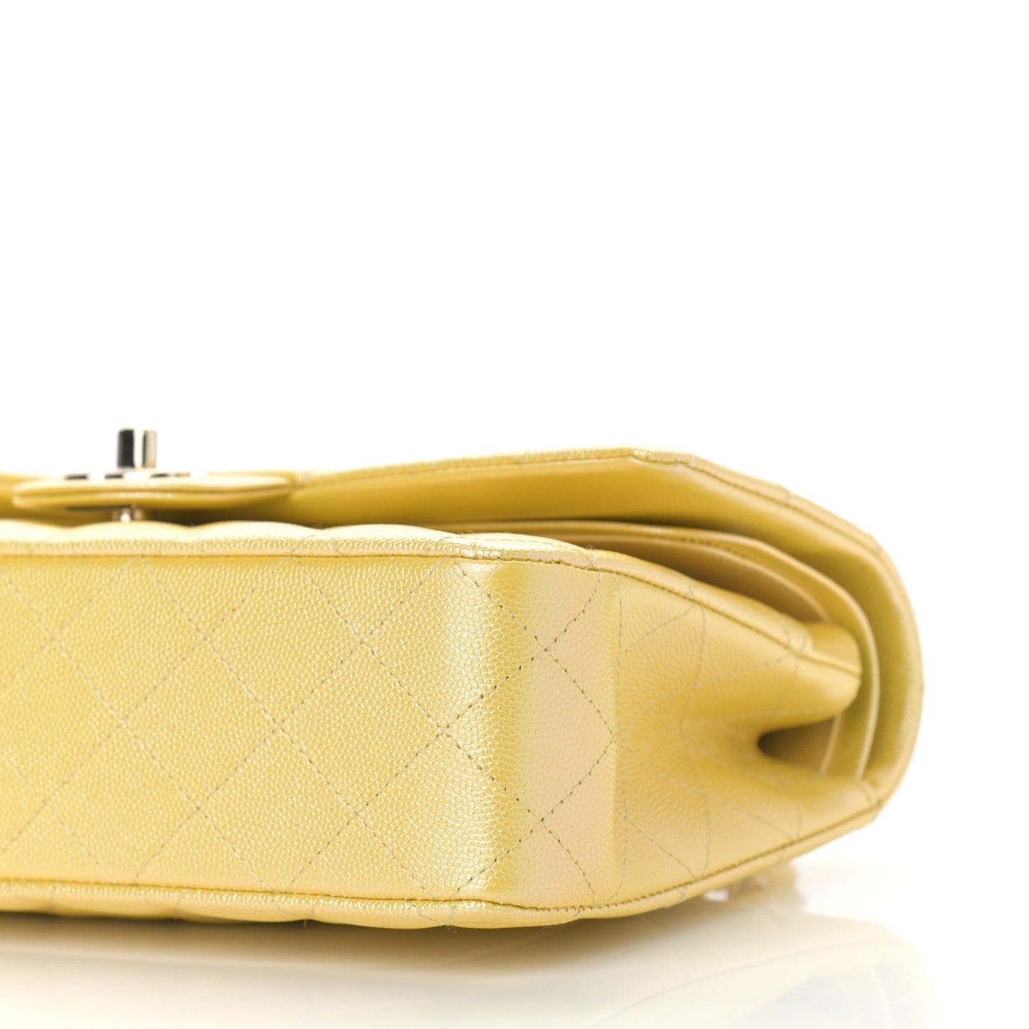 Iridescent Caviar Quilted Medium Double Flap Yellow