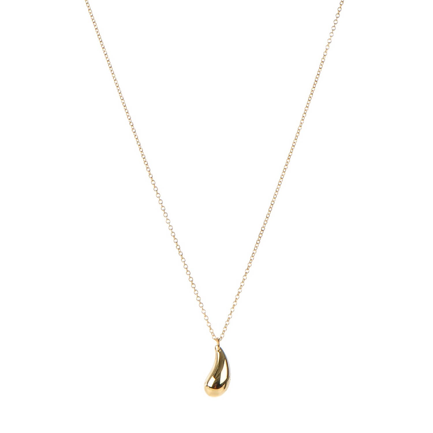 Tiffany 18K Yellow Gold 12mm Elsa Peretti Teardrop Pendant Necklace 1 of 7