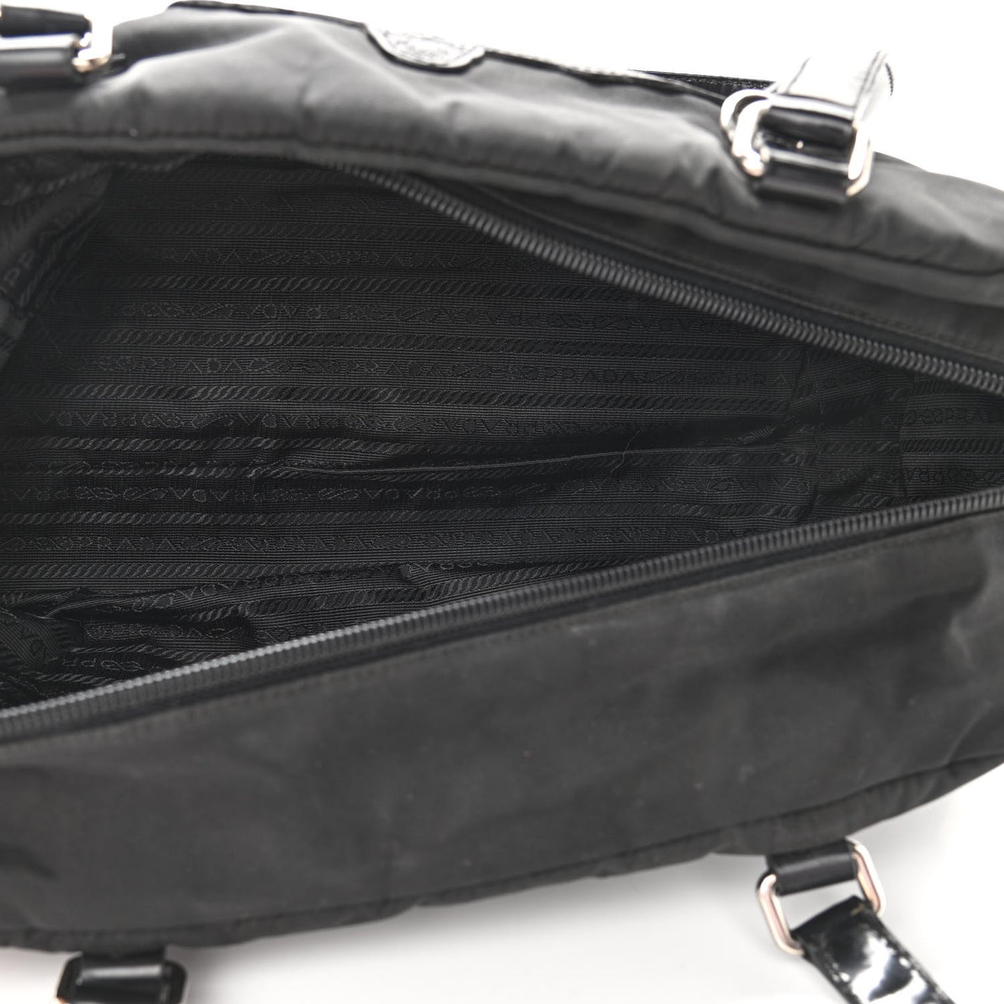 Tessuto Nylon Spazzolato Logo Tote Black