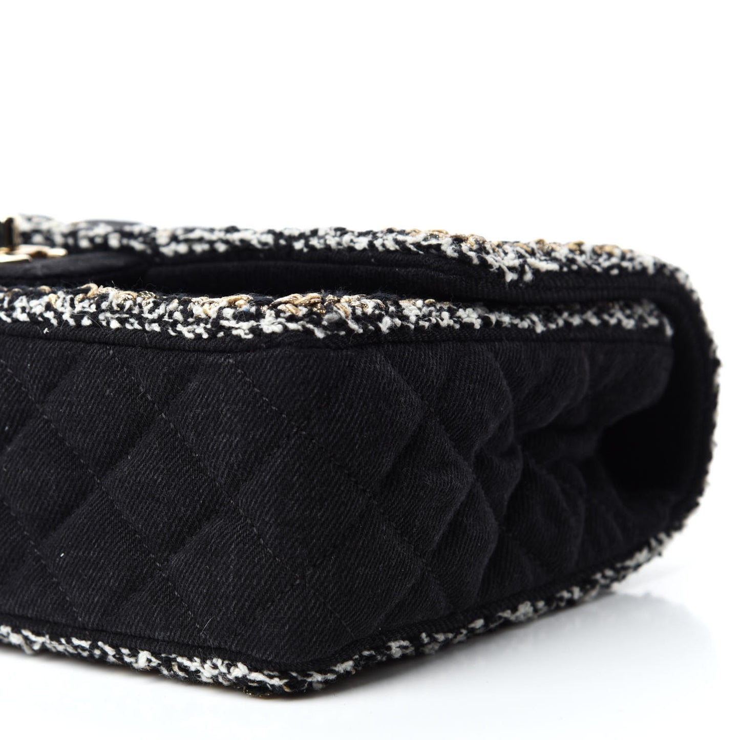 Denim Braided Medium Flap Bag Black