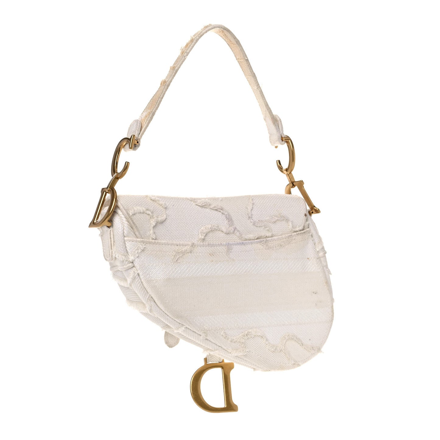 Canvas Embroidered Camouflage Saddle Bag White