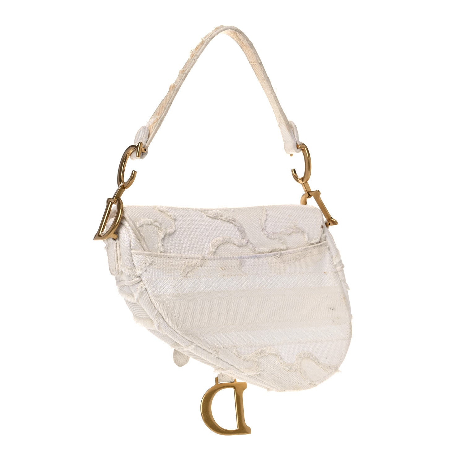 Christian Dior Canvas Embroidered Camouflage Saddle Bag White 3 of 28