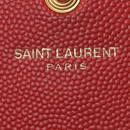 Saint Laurent Grain De Poudre Matelasse Chevron Monogram Envelope Chain Wallet New Red 7 of 8