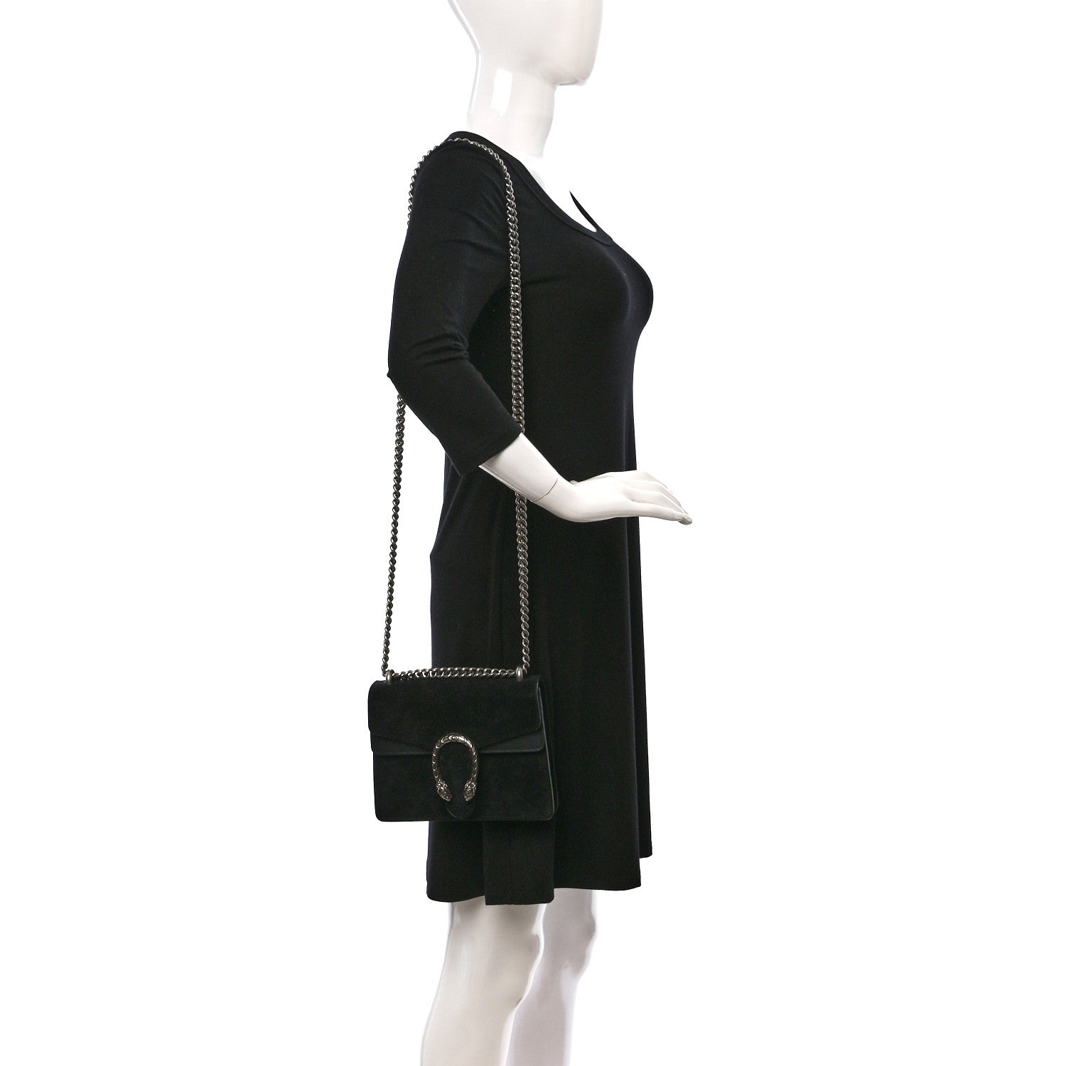 Gucci Suede Mini Dionysus Shoulder Bag Black 2 of 11