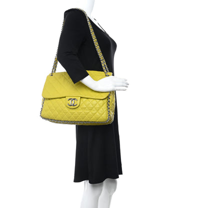 Chanel Washed Lambskin Quilted Maxi Chain Around Flap Yellow 2 of 11