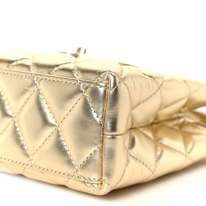 Chanel Metallic Shiny Aged Calfskin Quilted Nano Kelly Shopper Gold 10 of 10