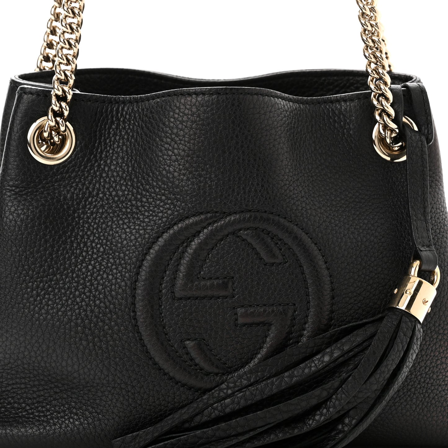 Pebbled Calfskin Small Soho Chain Shoulder Bag Black