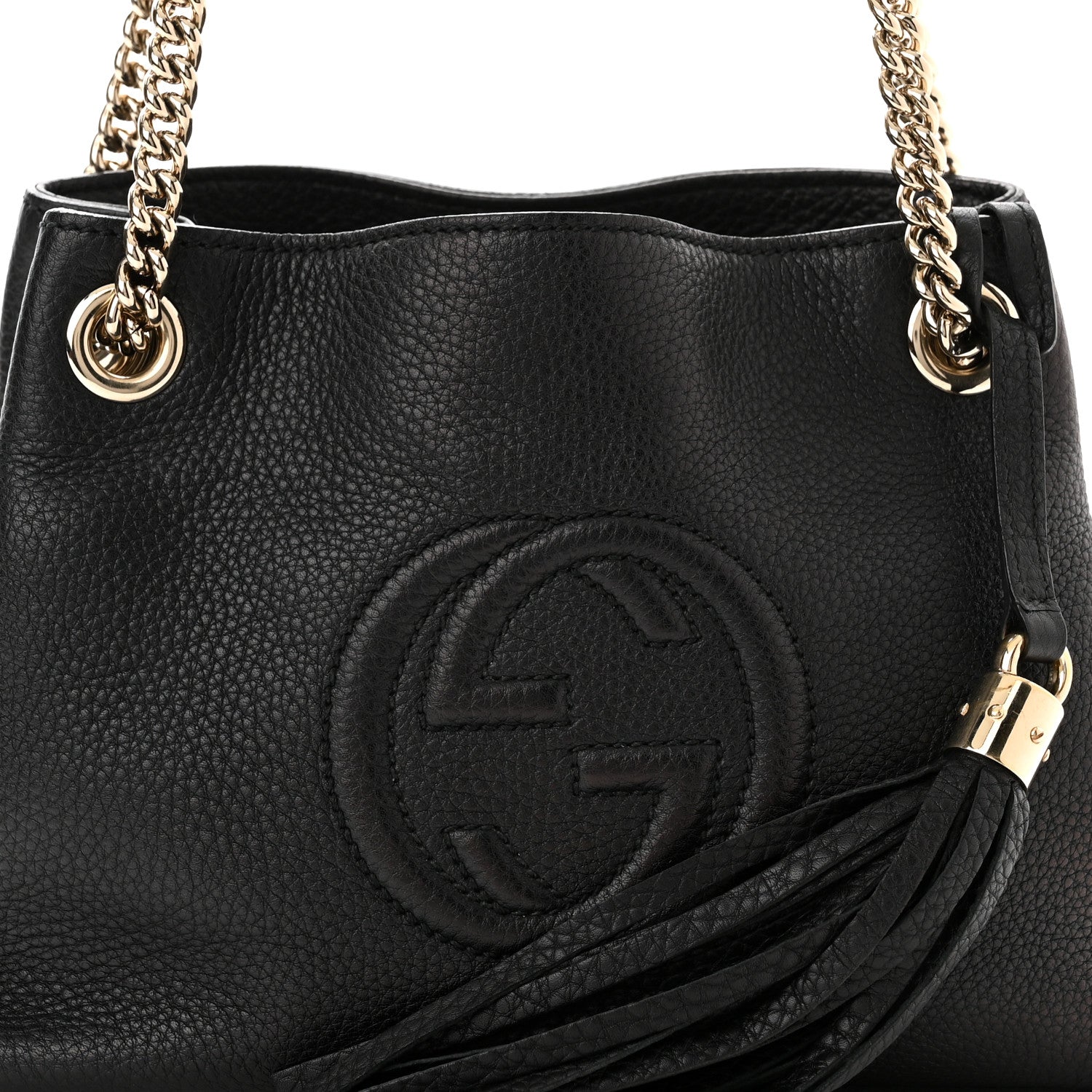 Gucci Pebbled Calfskin Small Soho Chain Shoulder Bag Black 8 of 10