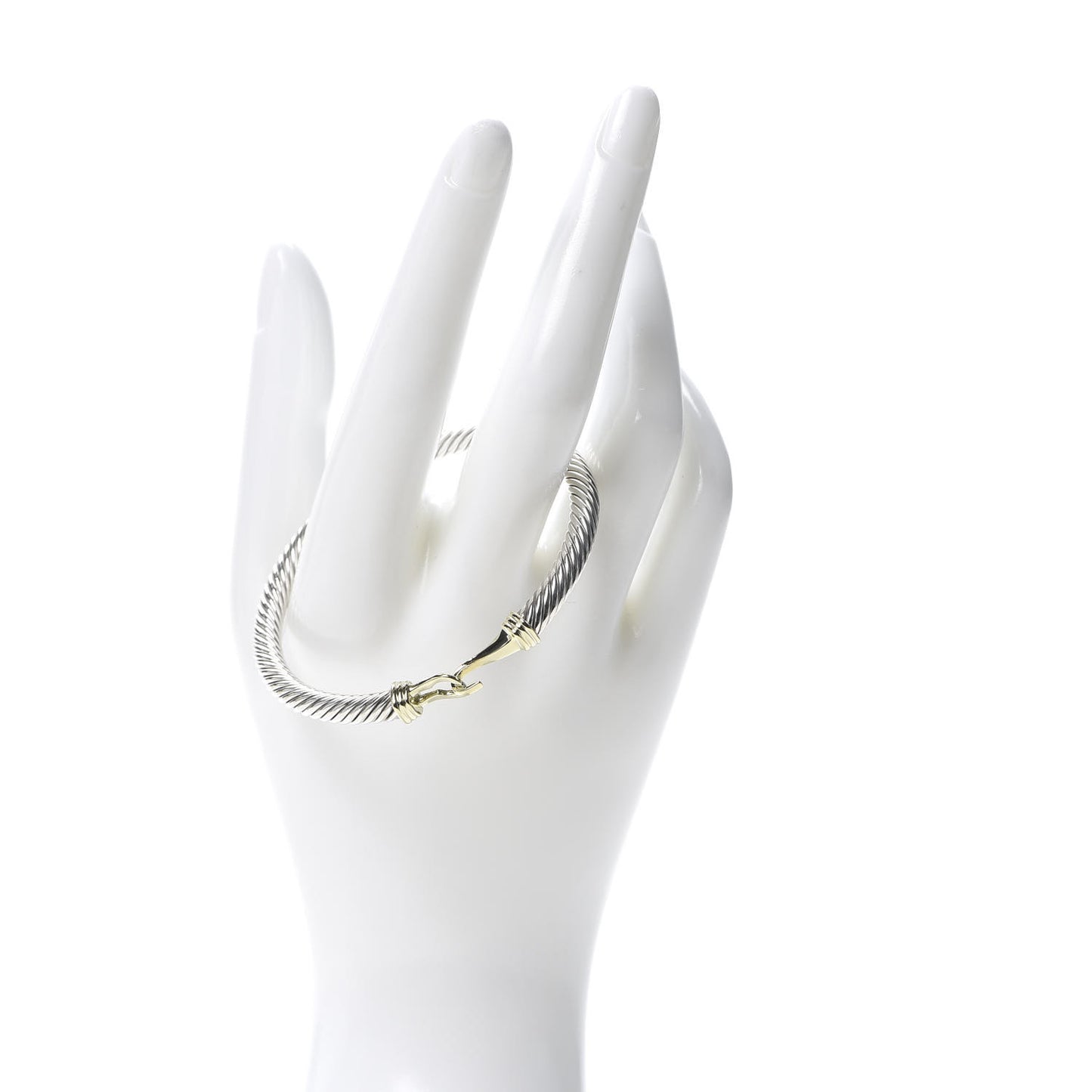 Sterling Silver 14K Yellow Gold 5mm Cable Classic Buckle Bracelet