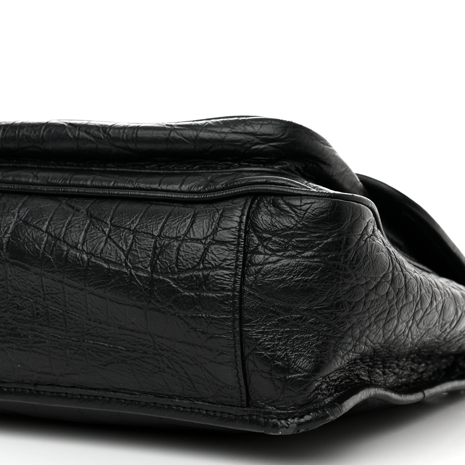 Saint Laurent Crocodile Embossed Lambskin Monogram Medium Niki Chain Satchel Black 10 of 11