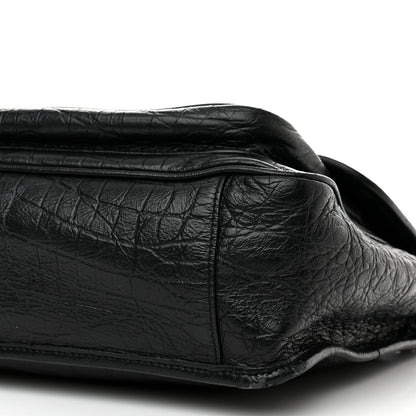 Saint Laurent Crocodile Embossed Lambskin Monogram Medium Niki Chain Satchel Black 10 of 11
