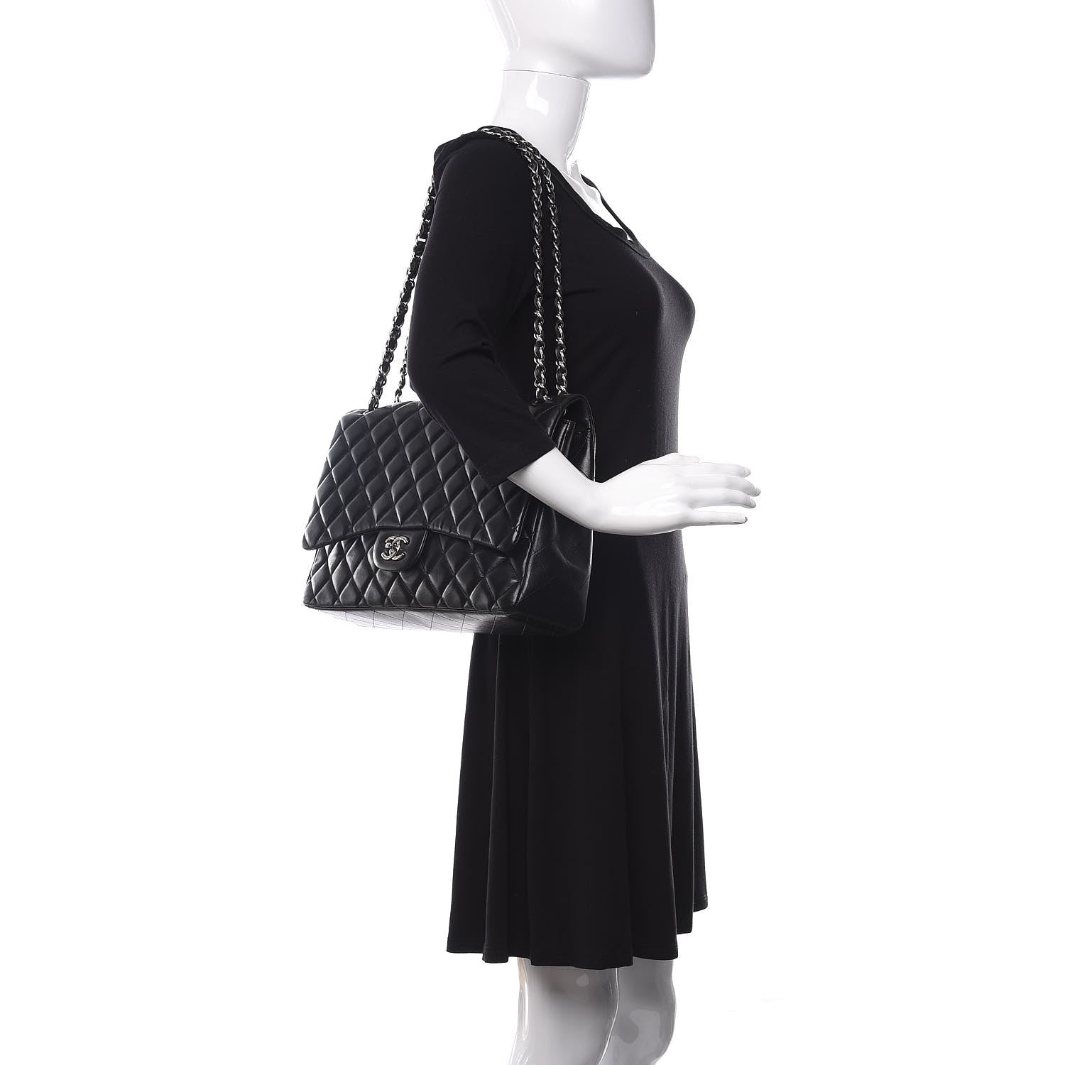 Chanel Lambskin Quilted Maxi Single Flap Black 2 of 16