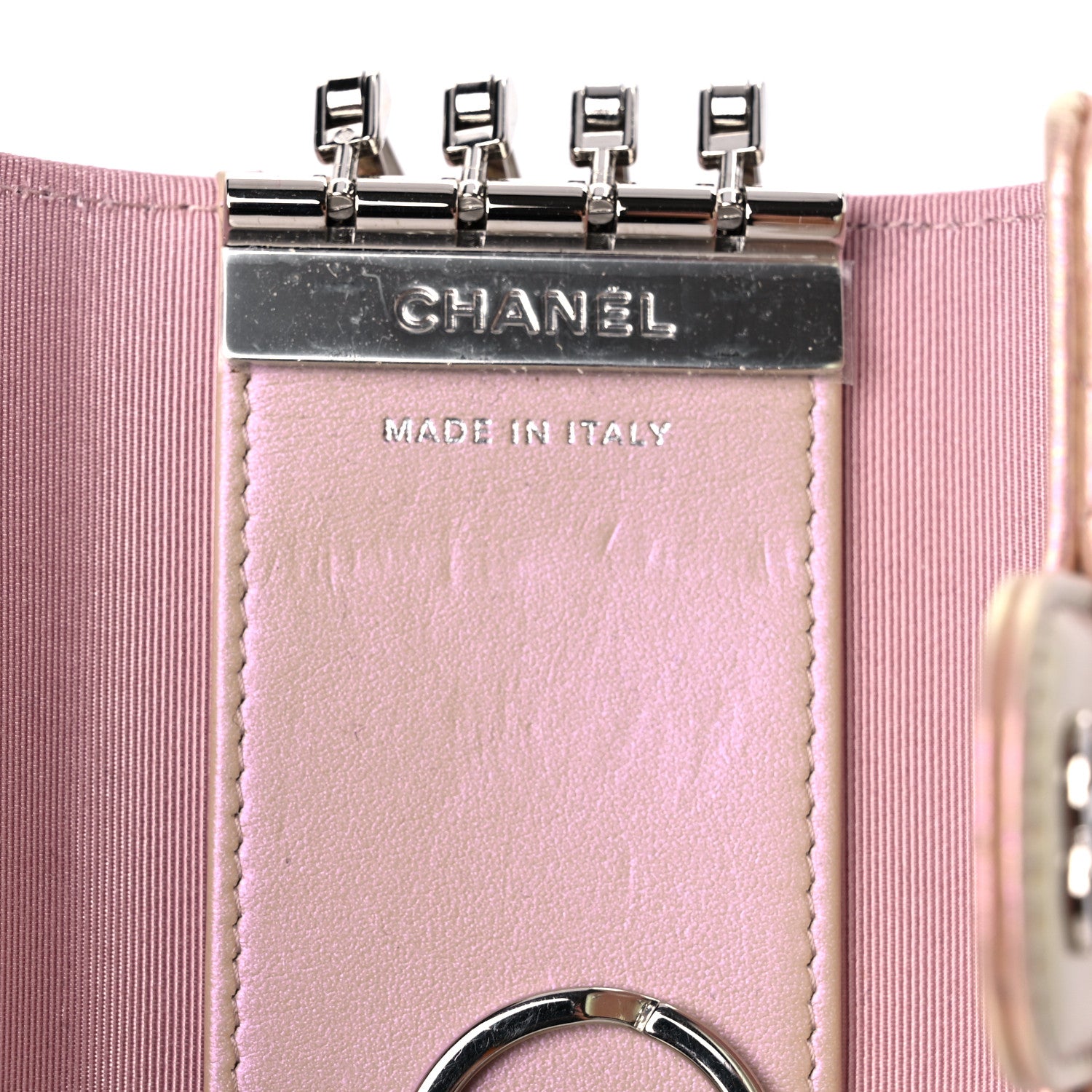 Chanel Iridescent Calfskin Quilted Classic 4 Key Holder Wallet Pink 9 of 14
