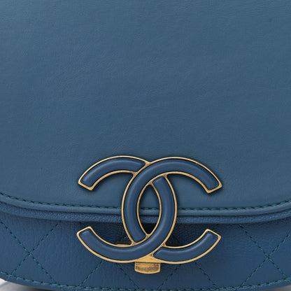 Chanel Shiny Calfskin Goatskin Quilted Small Coco Curve Messenger Flap Navy 8 of 10