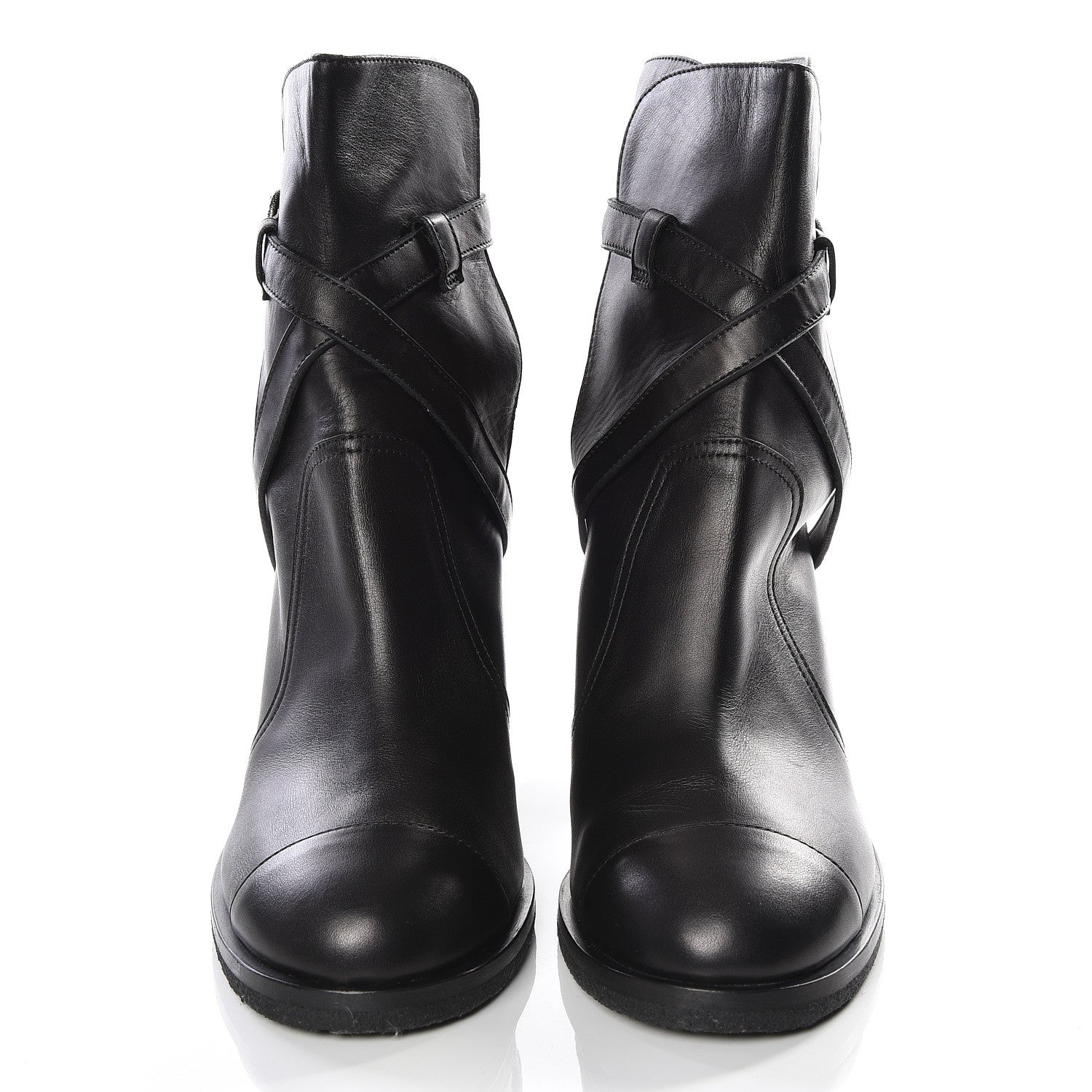 Chanel Lambskin CC Buckle Short Boots 41 Black 3 of 11