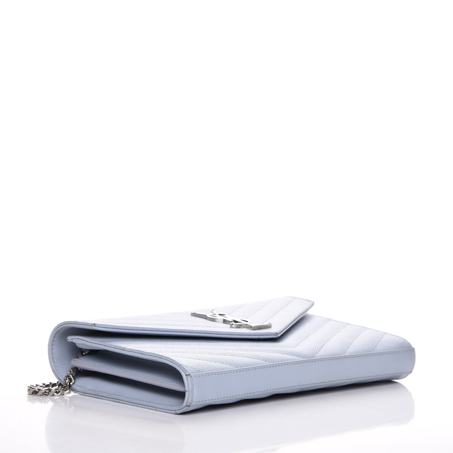 Grain De Poudre Matelasse Monogram Chain Wallet Sky Blue