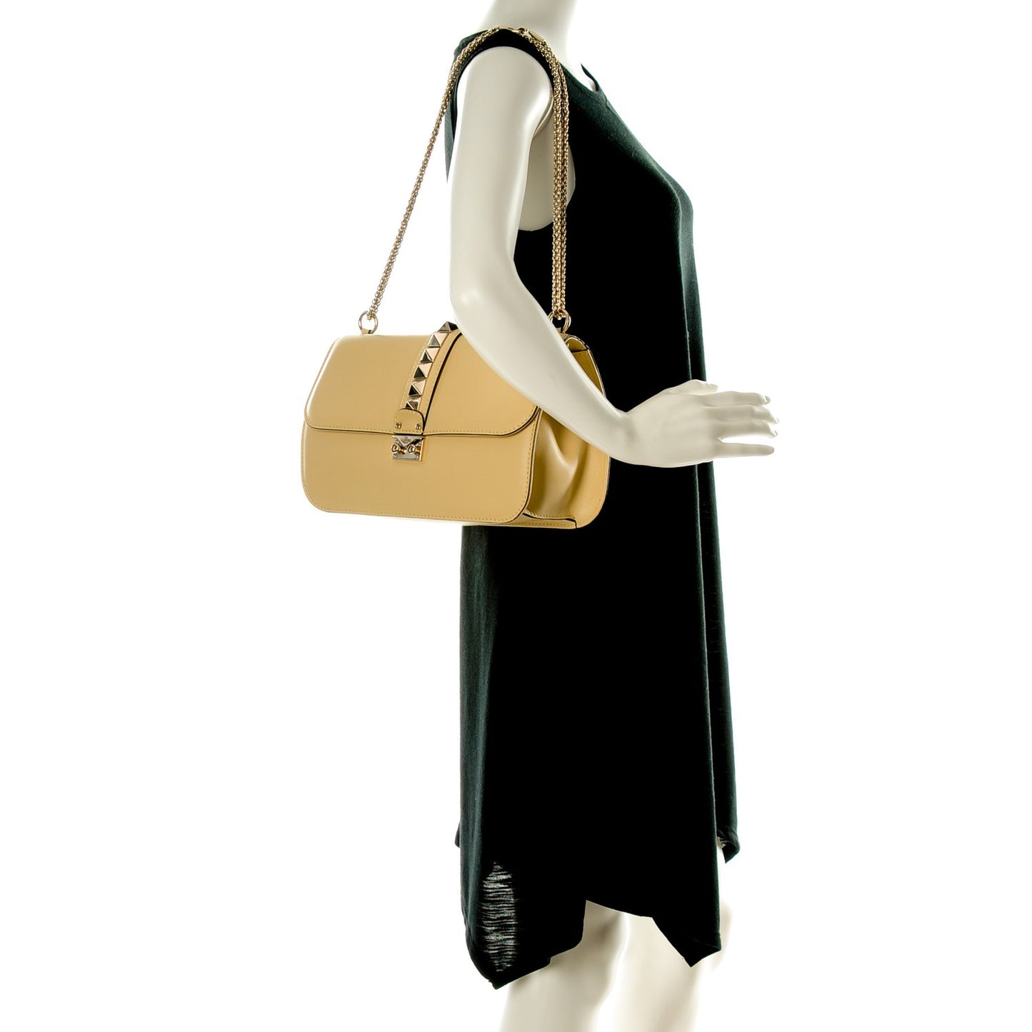 Vitello Large Glam Lock Rockstud Flap Soft Yellow