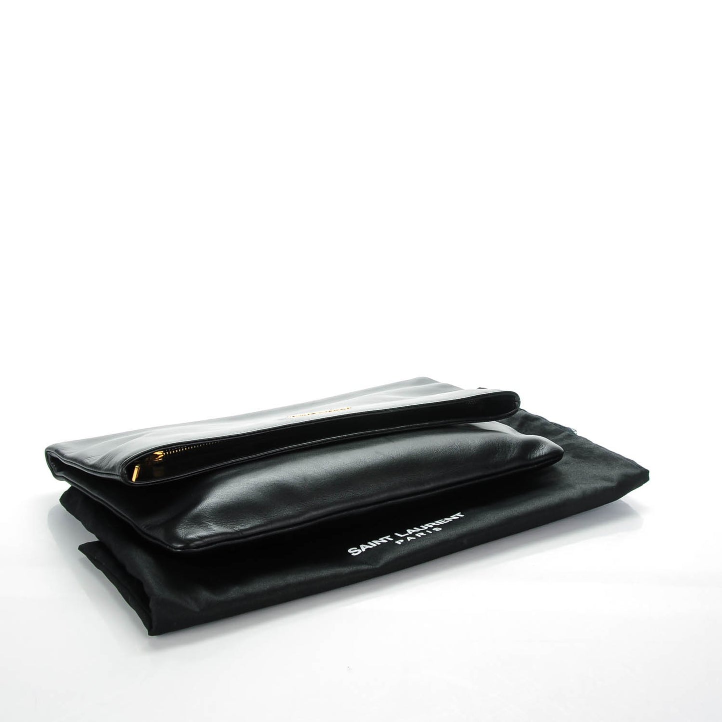Smooth Calfskin Letters Fold-Over Clutch Black