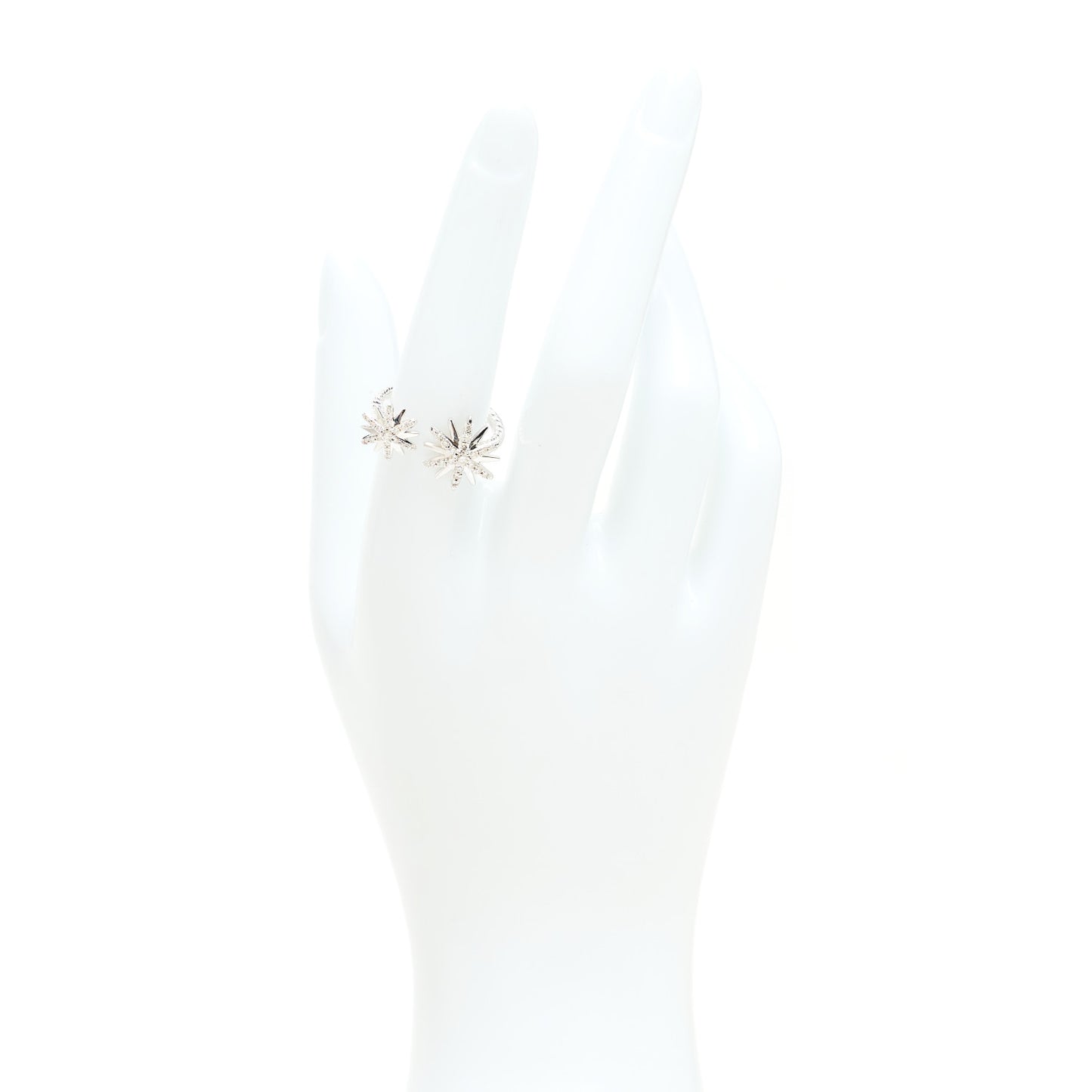 Sterling Silver Diamond Starburst Ring 55 7.25