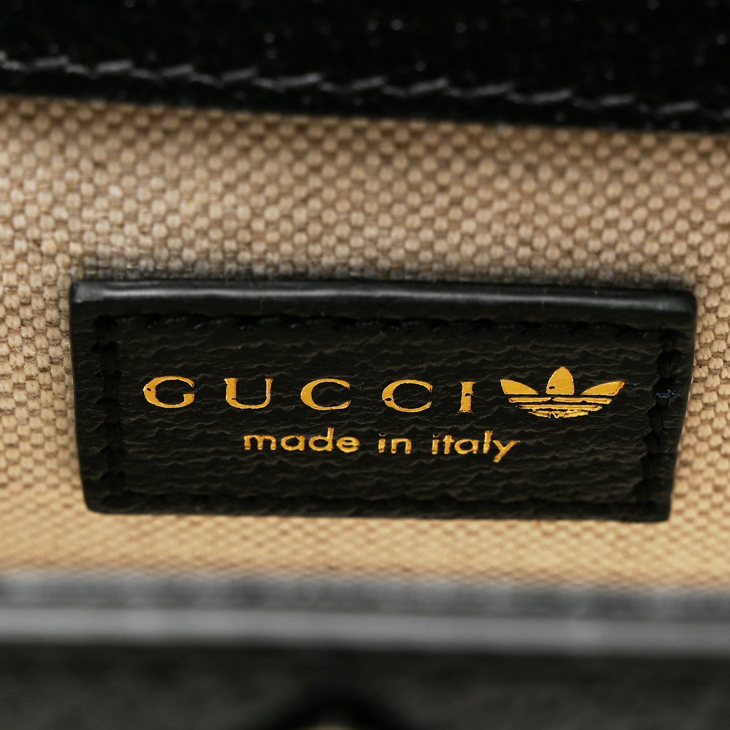 Gucci X ADIDAS Textured Dollar Calfskin Web Trefoil Mini Horsebit 1955 Shoulder Bag Black Off White 6 of 11