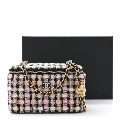 Chanel Tweed Pearl Crush Small Vanity Case With Chain Pink Multicolor 9 of 9