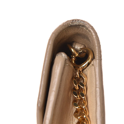 Saint Laurent Metallic Fabric Monogram Envelope Chain Wallet Light Gold 15 of 18