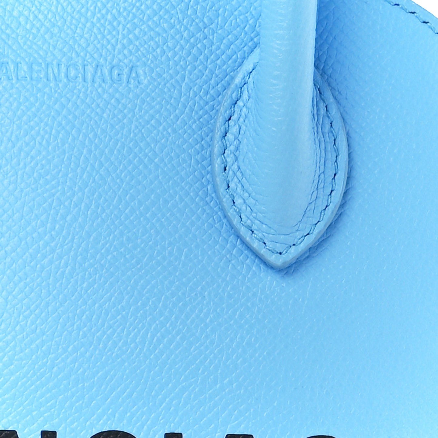 Signature Grained Calfskin Logo XXS Ville Top Handle Bag Baby Blue Black