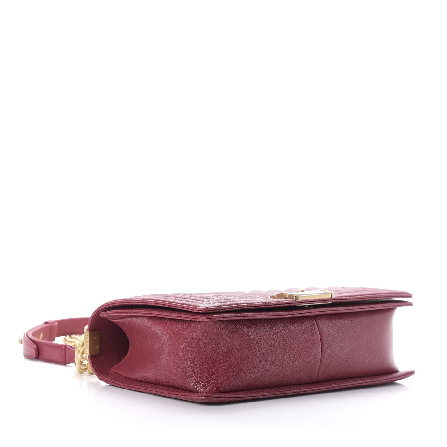 Caviar Chevron Quilted New Medium Boy Flap Red