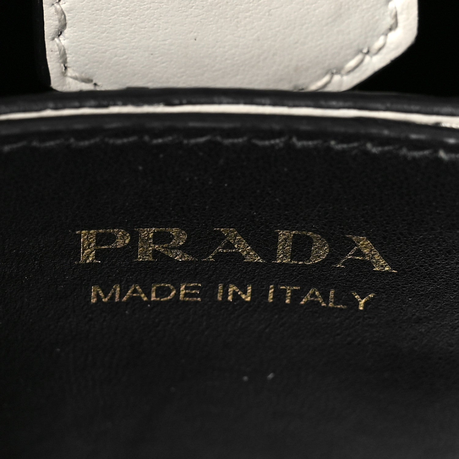 Prada Saffiano Cuir Calfskin Small Panier Bucket Bag White Black 6 of 9
