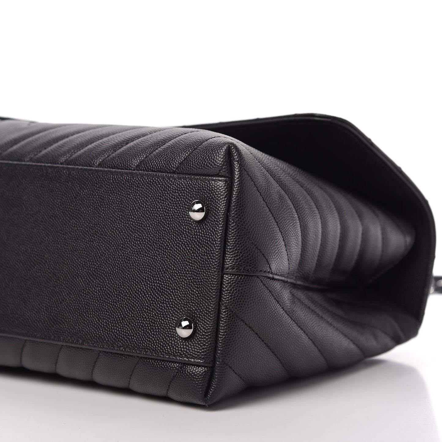 Caviar Chevron Quilted Medium Coco Handle Flap Black