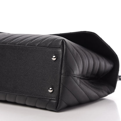 Chanel Caviar Chevron Quilted Medium Coco Handle Flap Black 7 of 10