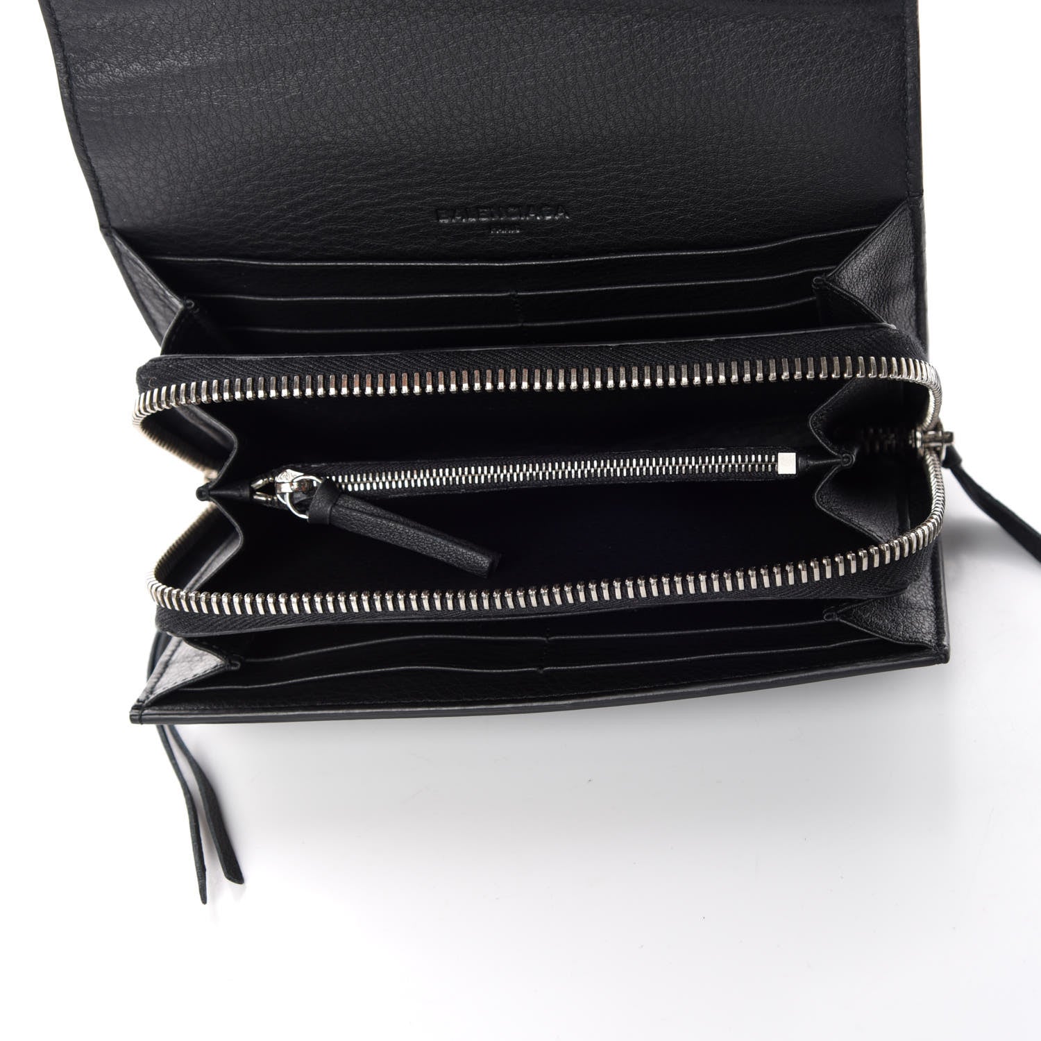 Balenciaga Calfskin Papier Money Zip Around Wallet Black 7 of 9