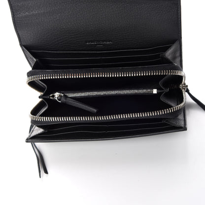 Balenciaga Calfskin Papier Money Zip Around Wallet Black 7 of 9
