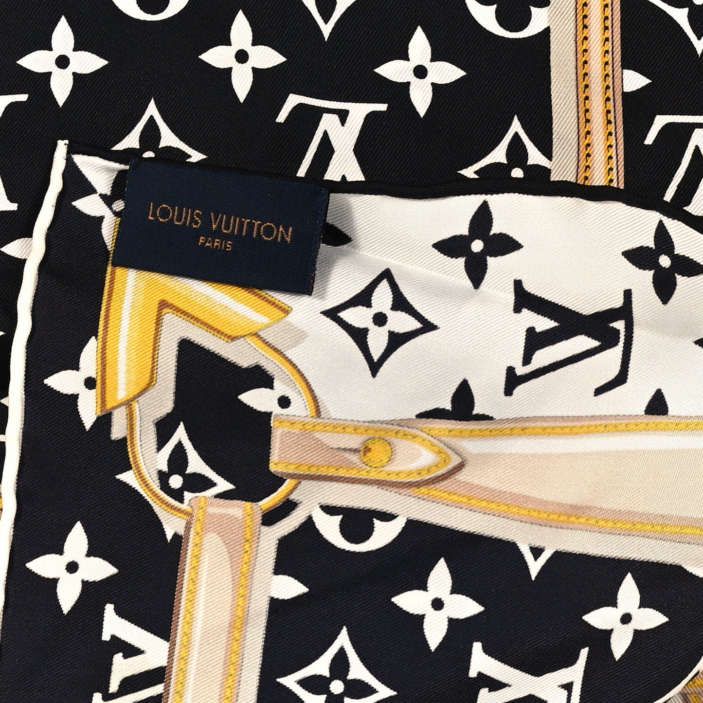 Silk Monogram Confidential Square Scarf Black